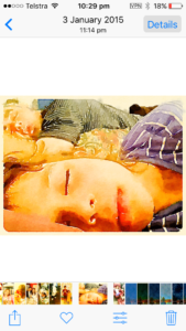 Dad and daughter sleeping in